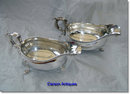 Pr Antique late 19th Century Large Silver plated Sauce Boats