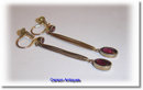 Pr Antique English 9k Yellow Gold Garnet Drop Earrings 1905