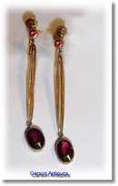 Pr Antique English 9k Yellow Gold Garnet Drop Earrings 1905