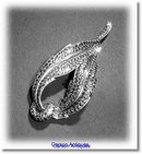 Vintage English Silver & Marcasite Scroll Brooch 1957