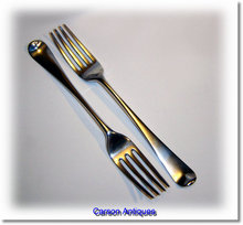 Pr Antique English Silver Old English Dessert Forks 1792