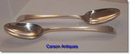 Pr Antique English Silver Table Spoons with Incuse Head Duty Mark 1785