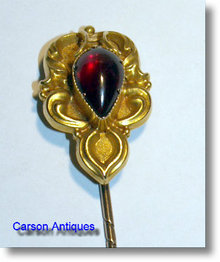 Arts & Crafts Gold & Garnet Stickpin 1880