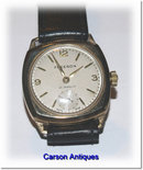 Vintage Gents 9k Gold Cushion Shaped Strap Watch 1965