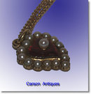 Antique English 15ct Yellow Gold Paisley Pearl & Enamel Heart Pendant & Chain 1890