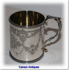 Antique English Victorian Silver Christening Mug 1868