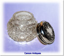Antique Edwardian English Miniature Silver & Crystal Dressing Table Pot 1906
