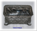 Antique English Silver Lidded Top & Crystal Dressing Table Trinket Box. 1904