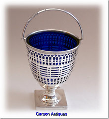 Antique English Silver Swing Handle Basket 1905 by Harry Atkin