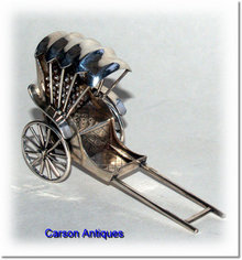 Antique Chinese Silver Rickshaw Model