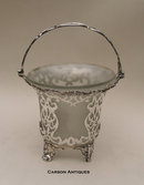 Antique EnglishVictorian Silver Hand Pierced Swing Handle Sugar Basket 1859