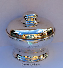 Antique English Edwardian Silver SUGAR BOWL & Cover 1908