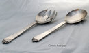 Pair GEORG JENSEN 1935 Pyramid Pattern 925 Silver Serving Spoon & Fork