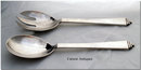 Pair GEORG JENSEN 1935 Pyramid Pattern 925 Silver Serving Spoon & Fork