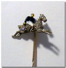 Enamel and Diamond Jockey & Horse Stick Pin 1900
