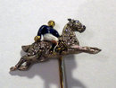 Enamel and Diamond Jockey & Horse Stick Pin 1900