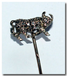 Antique English Diamond Bull Stickpin 1900