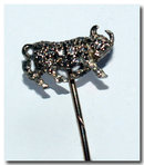 Antique English Diamond Bull Stickpin 1900