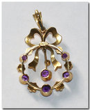 Antique 15ct Gold Amethyst & Seed Pearl Pendant. 1905