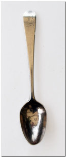 George III silver fancy-back teaspoon ( England c. 1770 )