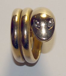 Antique Irish Dublin 18k Gold 3 coil Snake/Serpent Ring 1880