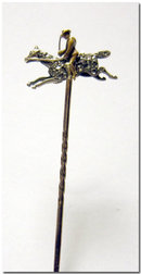 Antique Enamel Cavalry Man & Diamond Horse Stickpin 1905