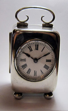 Antique Edwardian English Silver Carriage Clock 1905