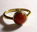 Antique English Edwardian 18k Gold Coral Ring 1902