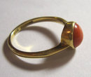 Antique English Edwardian 18k Gold Coral Ring 1902