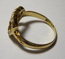 Antique English Victorian 15k Gold & Diamond Double Heart Ring 1890