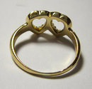 Antique English Victorian 15k Gold & Diamond Double Heart Ring 1890