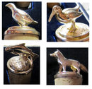 6 x Garrards Silver Animal & Bird Wine Bottle Stoppers in Fitted Case 1997