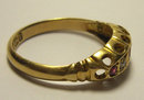 Antique English Victorian 5 stone Ruby & Diamond 18k Gold Ring. 1899