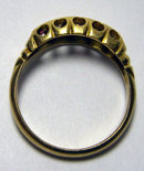 Antique English Victorian 5 stone Ruby & Diamond 18k Gold Ring. 1899