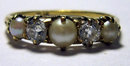 Vintage Pearl & Diamond 18k Gold Dress Ring 1928