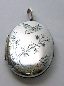 Antique English Victorian Silver Aesthetic Locket 1880