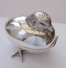 Rare Antique English Silver Chick and Egg Pepper Shaker 1901