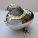 Rare Antique English Silver Chick and Egg Pepper Shaker 1901