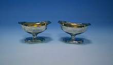 Pair Antique Silver Salts
