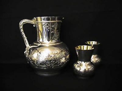 Silver Jug and Beakers