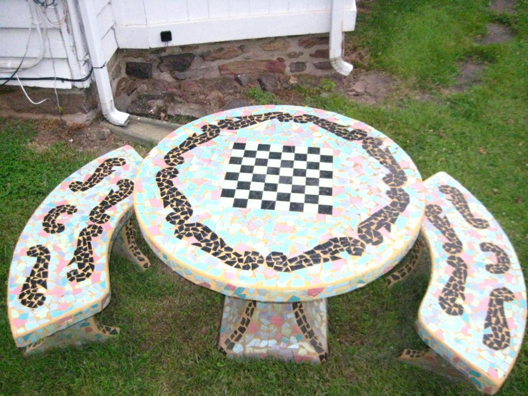 French Garden Table & Benches