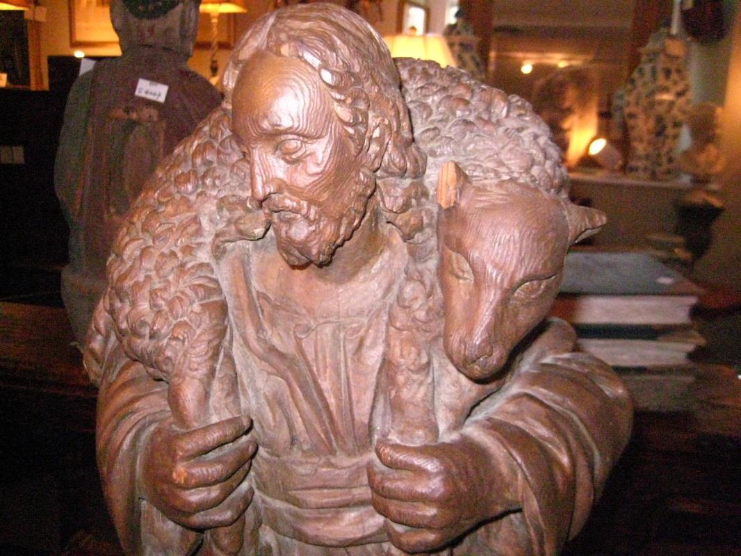 Italian Sculpture of Shepard Carrying A Lamb