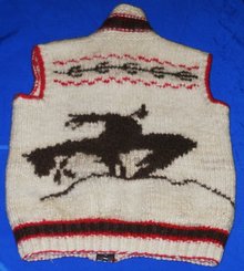 Vintage 1960's style of Cowichan Indian Sweater Hand Carded Sheeps Wool + Hand Knitted Native American Indian VEST __Rare Find_ One-of-a-Kind. Excellent Condition_ image
