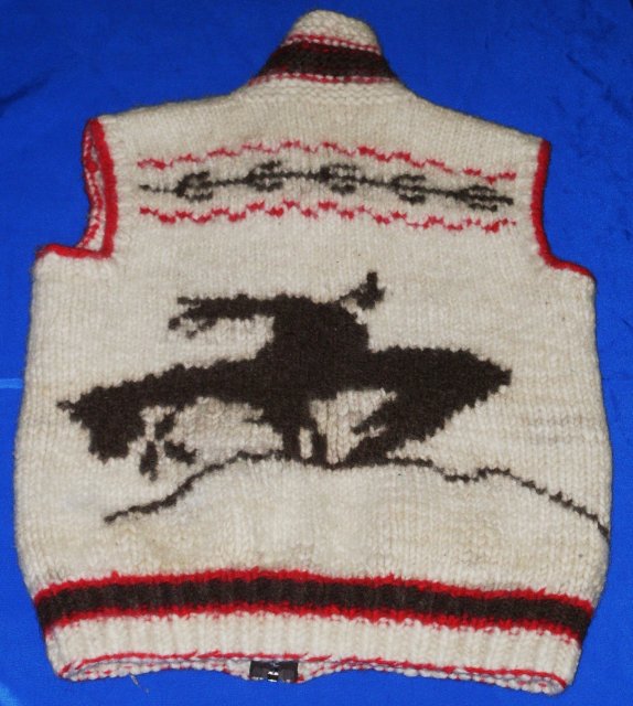Vintage 1960's style of Cowichan Indian Sweater Hand Carded Sheeps Wool + Hand Knitted Native American Indian VEST __Rare Find_ One-of-a-Kind. Excellent Condition_ image