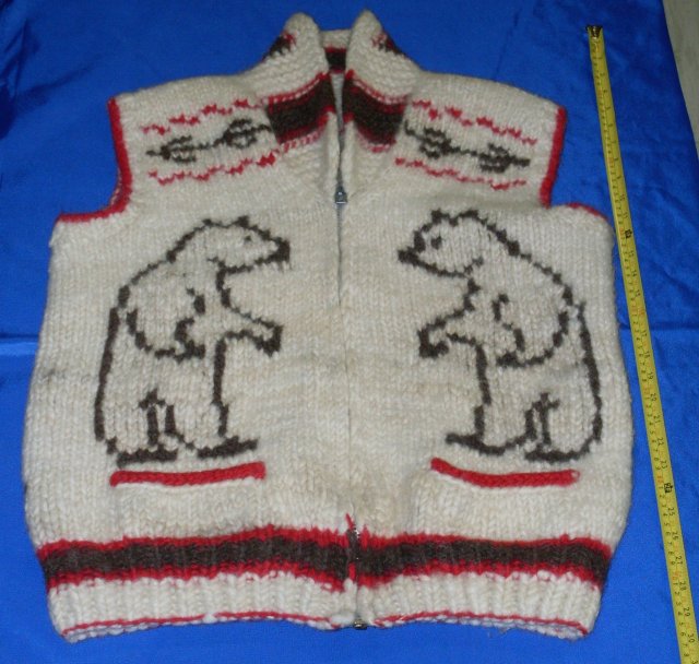 Vintage 1960's style of Cowichan Indian Sweater Hand Carded Sheeps Wool + Hand Knitted Native American Indian VEST __Rare Find_ One-of-a-Kind. Excellent Condition_ image