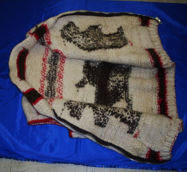 Vintage 1960's style of Cowichan Indian Sweater Hand Carded Sheeps Wool + Hand Knitted Native American Indian VEST __Rare Find_ One-of-a-Kind. Excellent Condition_ image