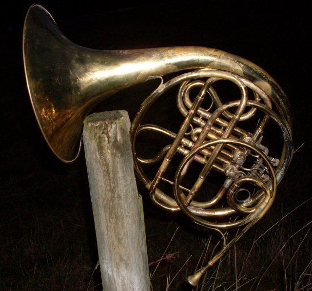 Antique Compensating Double FRENCH HORN_ Stamped Kruspe , Erfurt _ Solid Brass_ Late 19th Century_made in Germany__ with Wood construction Locking Case