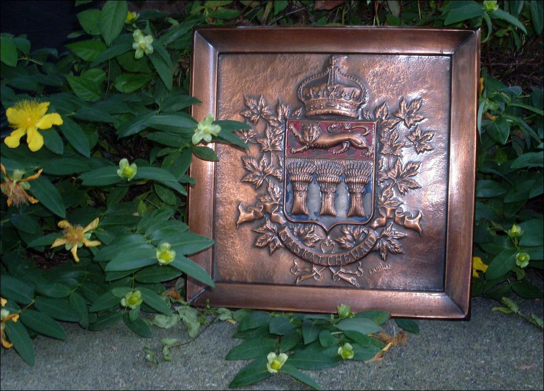 This is Rare Old & HEAVY 7 1/2 LBS School House SOLID COPPER PLAQUE ~ ORIGINAL ART~ Signed by Artist. from Saskatchewan, Canada ~ LARGE 16