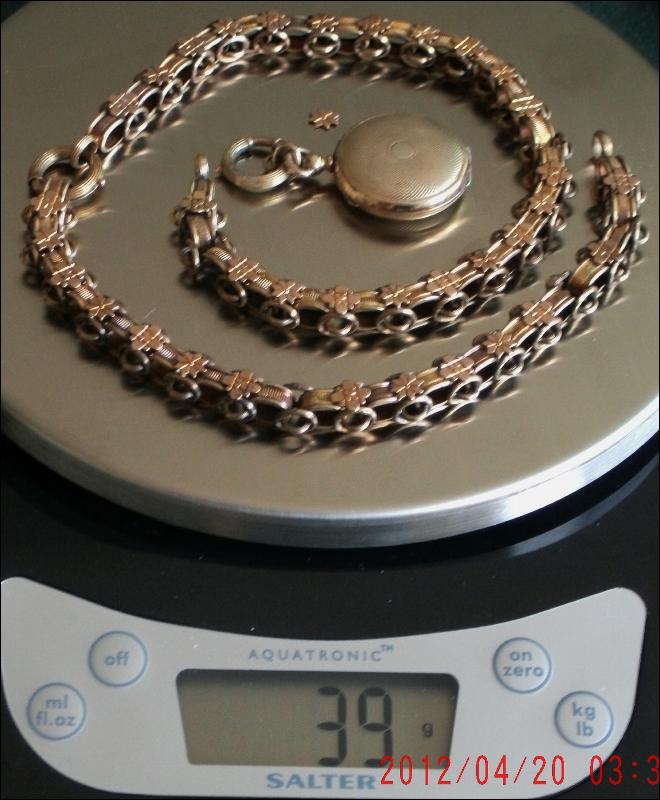 Excellent WORKING 8 Day HEBDOMAS Pocket Watch SILVER pocketwatch + Case+ GOLD Ornate CHAIN + GOLD locket