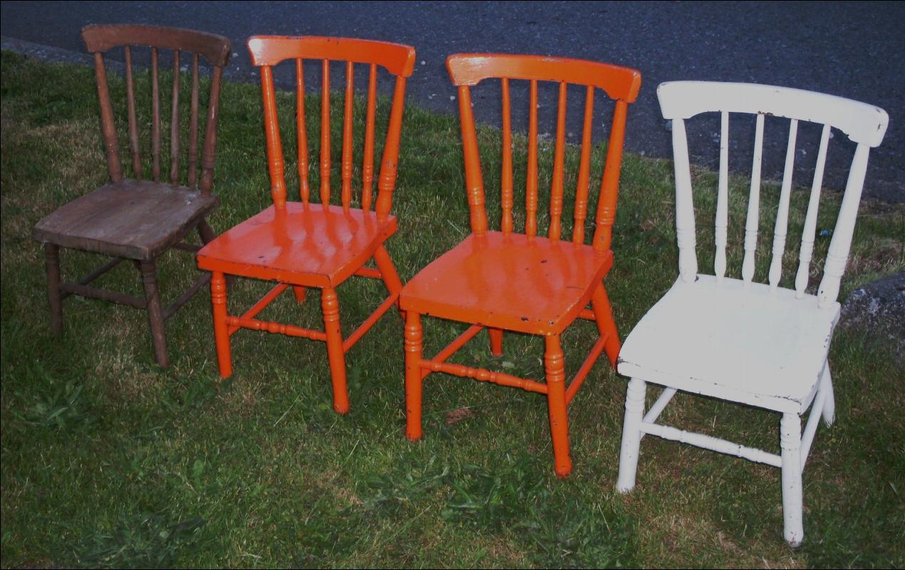 Circa 1920 Set of 2 Children's chairs _pic shows 4 all hardwood_heavy construction _probably made of ash